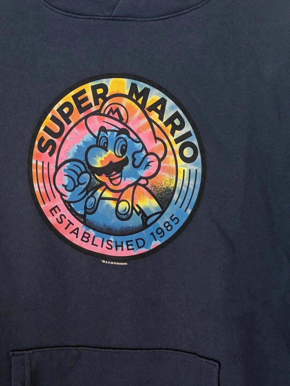 Old Navy Kids Unisex Nintendo Super Mario Bros. Navy Blue Hoodie Sz XL 14 16